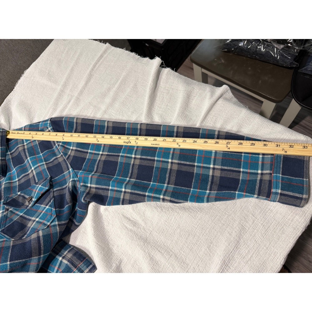 Lee Mens XXL Regular Fit Flannel Shirt Jacket Blue Plaid Jersey Lined 1617830 - Picture 9 of 13